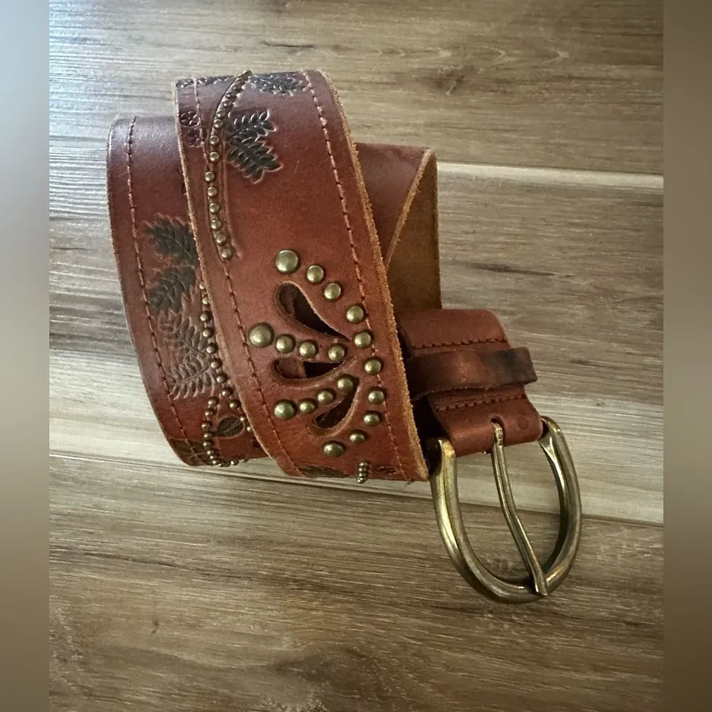Express Boho Leather Laser Cut Belt